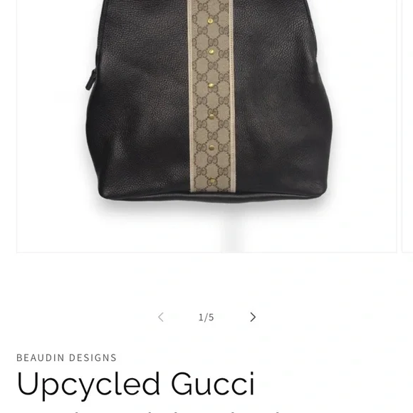 Gucci Black Leather Backpack with Monogram Stripe - Picture 4 of 9